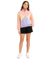 Girls' Troyer Sweater – Stand-Collar Pullover – Everyday Sweater 925305 (Pink/Beige/Purple)