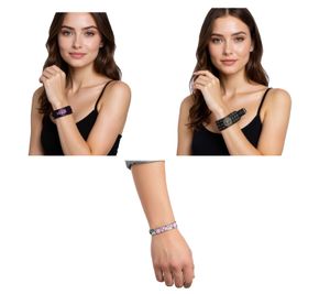 Bracelet HIM - Bijou de bras pour fan du groupe de rock - Noir/Or, Blanc/Noir ou Noir/Rose