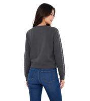 bruno banani Damen Rundhals-Pullover mit Marken-Schriftzug an Ärmel verlaufend Baumwoll-Sweater Langarm-Shirt Anthrazit