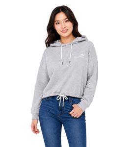 Sweat à capuche décontracté KangaROOS pour femme, avec cordon de serrage à la capuche et à l'ourlet, en coton gris chiné