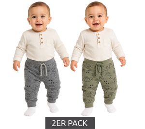 Lot de 2 pantalons de jogging bébé en jersey, imprimé dinosaure, coton, 909283 Gris/Vert