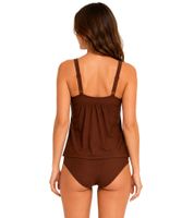 Women's 2-Piece Tankini Set – Swimwear with Lined Cups (Tankini Top & Bottom) for Beach & Summer – 937653 Brown