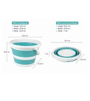 Collapsible Bucket (10 Liters) – Space-Saving Household Bucket with Wide Handle (White/Blue or White/Gray)