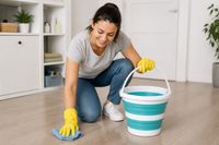 Collapsible Bucket (10 Liters) – Space-Saving Household Bucket with Wide Handle (White/Blue or White/Gray)