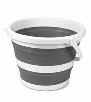 Collapsible Bucket (10 Liters) – Space-Saving Household Bucket with Wide Handle (White/Blue or White/Gray)