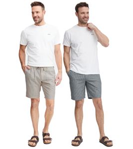 Short en lin pour homme FQ1924 FQHenry avec fermeture éclair, référence 21900626, beige ou gris