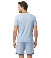 Completo pigiama da uomo SCOTCH & SODA, leggero, composto da pantaloncini in cotone SSSP25M, disponibile nei colori azzurro, grigio/blu navy e grigio/blu.