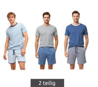 Completo pigiama da uomo SCOTCH & SODA, leggero, composto da pantaloncini in cotone SSSP25M, disponibile nei colori azzurro, grigio/blu navy e grigio/blu.