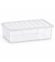 Set di 4 contenitori Tontarelli, capacità 4,7 litri ciascuno, impilabili con coperchio, 32,7 x 19 x 19 cm, trasparenti/bianchi