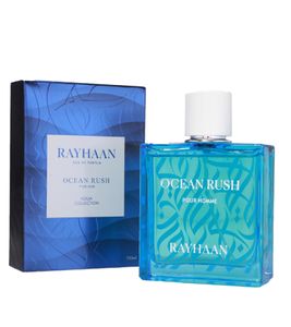 Rayhaan Ocean Rush Men's Eau de Parfum – Fresh-Aquatic Fragrance (100ml, Blue)