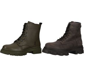Hochwertige BULLBOXER Damen Stiefelette Schnürschuhe Echtleder-Schuhe in Oliv-Grün oder Braun