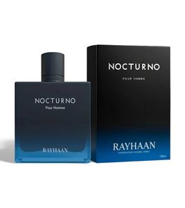 Rayhaan Nocturno Men's Eau de Parfum – a woody-amber fragrance with sandalwood and amber (100ml, black)