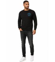 Lässiger Herren Rundhals-Sweater mit Logo Print und großem Rückendruck Pullover 19103 in Schwarz oder Grau