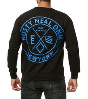 Lässiger Herren Rundhals-Sweater mit Logo Print und großem Rückendruck Pullover 19103 in Schwarz oder Grau
