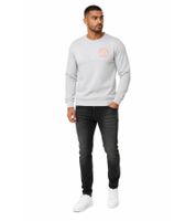 Lässiger Herren Rundhals-Sweater mit Logo Print und großem Rückendruck Pullover 19103 in Schwarz oder Grau