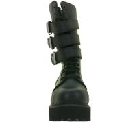 Markante Brandit Unisex Plateau Phantom Buckle Boots Echtleder Stiefel mit Stahlkappe Schnür-Boots 2. Wahl – kleine Schönheitsfehler 9075-2 Schwarz
