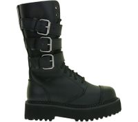 Markante Brandit Unisex Plateau Phantom Buckle Boots Echtleder Stiefel mit Stahlkappe Schnür-Boots 2. Wahl – kleine Schönheitsfehler 9075-2 Schwarz