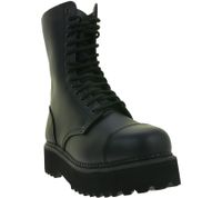 zeitlose Unisex Brandit Phantom Echtleder-Stiefel mit markanter Plateausohle Rangerstiefel Schnür-Boots 2. Wahl – kleine Schönheitsfehler 9073-2 Schwarz
