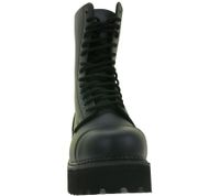 zeitlose Unisex Brandit Phantom Echtleder-Stiefel mit markanter Plateausohle Rangerstiefel Schnür-Boots 2. Wahl – kleine Schönheitsfehler 9073-2 Schwarz