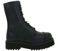 zeitlose Unisex Brandit Phantom Echtleder-Stiefel mit markanter Plateausohle Rangerstiefel Schnür-Boots 2. Wahl – kleine Schönheitsfehler 9073-2 Schwarz