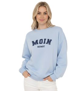 Pull pour femme ZWILLINGSHERZ MOIN HEIMAT – Pull d'hiver style sweat marin à col rond (47060-18 Bleu clair)