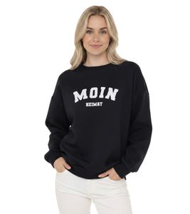 ZWILLINGSHERZ « MOIN HEIMAT » Sweat-shirt pour femme – Pull à col rond pour l'hiver maritime (47060-5 Bleu foncé)