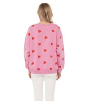 Sweat-shirt pour femme ZWILLINGSHERZ à motif cœurs – Pull d'hiver à col rond (47056-22 Rose/Rouge)