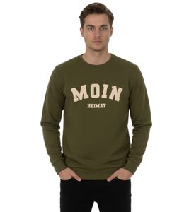 ZWILLINGSHERZ MOIN HEIMAT Pullover Herren Sweat-Pullover maritimer Winter-Pulli mit Rundhals 47061-44 Khaki-Grün