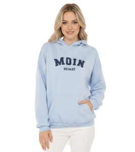 ZWILLINGSHERZ MOIN HEIMAT Sweat à capuche pour femme – Sweat-shirt maritime avec poche (47058-18 Bleu clair)