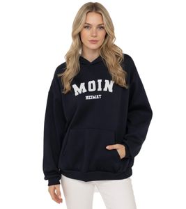 Sweat à capuche pour femme ZWILLINGSHERZ MOIN HEIMAT – Sweat-shirt style marin avec poche 47058-5 Bleu foncé
