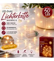 Guirnalda de luces LED impermeables LICHTMOMENTE con temporizador, 5,4 metros, 50 micro LEDs blanco cálido, 9844149 Plata