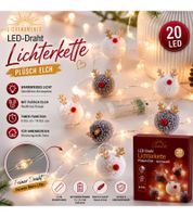 LICHTMOMENTE LED-Draht mit Plüschelch-Motiv Lichterkette mit Timerfunktion 2,3 Meter 20 LEDs warmweiße Mikro-LED-Lämpchen 9825250 Silber