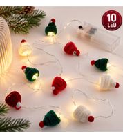 LICHTMOMENTE LED wire string light with knitted hat motif, timer function, 1.6 meters, 10 warm-white micro LEDs (9844556, Silver)