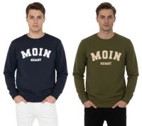 ZWILLINGSHERZ MOIN HEIMAT Pullover Herren Sweat-Pullover maritimer Winter-Pulli mit Rundhals 47061 Dunkelblau oder Khaki-Grün