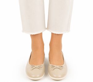 handgefertigte GROUNDIES Barfußschuhe Ruby 2.0 Damen Ballerina mit TrueSense Sohle Echtleder-Schuhe GND-110271-03 Nude-Beige