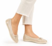 handgefertigte GROUNDIES Barfußschuhe Ruby 2.0 Damen Ballerina mit TrueSense Sohle Echtleder-Schuhe GND-110271-03 Nude-Beige