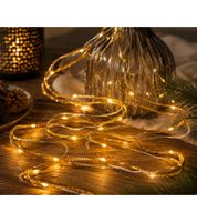 Stylish LICHTMOMENTE LED wire string light with decorative ribbon and timer function – 3.2 meters, 20 warm-white micro LEDs (Gold, Model 9844343)