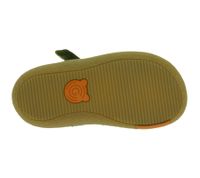 Sandales pieds nus GROUNDIES Noto confortables pour enfants, avec semelle TrueSense, en cuir véritable, pour filles et garçons, GND-310268-10, vert kaki