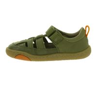 Sandales pieds nus GROUNDIES Noto confortables pour enfants, avec semelle TrueSense, en cuir véritable, pour filles et garçons, GND-310268-10, vert kaki