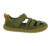 Sandales pieds nus GROUNDIES Noto confortables pour enfants, avec semelle TrueSense, en cuir véritable, pour filles et garçons, GND-310268-10, vert kaki