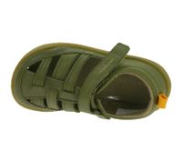 Sandales pieds nus GROUNDIES Noto confortables pour enfants, avec semelle TrueSense, en cuir véritable, pour filles et garçons, GND-310268-10, vert kaki