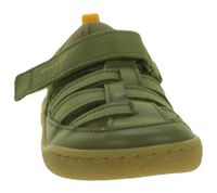 Sandales pieds nus GROUNDIES Noto confortables pour enfants, avec semelle TrueSense, en cuir véritable, pour filles et garçons, GND-310268-10, vert kaki