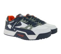 WORLD OF TROOP Cobra Low Sneakers basse da uomo e da donna, stile retrò, in vera pelle, 3PP0170101 4111 CA Bianco/Blu/Rosso