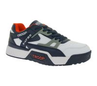 WORLD OF TROOP Cobra Low Sneakers basse da uomo e da donna, stile retrò, in vera pelle, 3PP0170101 4111 CA Bianco/Blu/Rosso