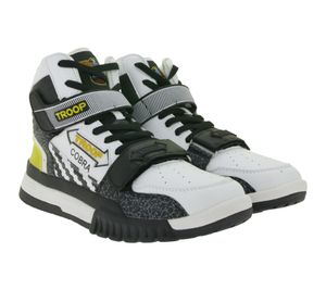 WORLD OF TROOP Cobra High Sneakers alte da uomo e da donna, modello retrò 3PP0170102 2111 AA Bianco/Nero/Giallo