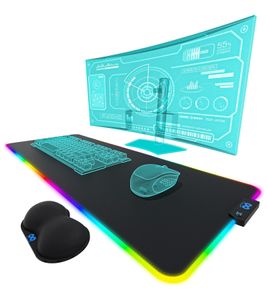 Everlasting Comfort RGB Gaming Mouse Pad with LED & Wrist Rest – Large 80x30cm Black Mouse Pad