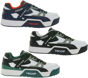 WORLD OF TROOP Delta Low Men's & Women's Low-Top Sneakers / Retro Skate Shoes 80101 – White/Green/Black, White/Grey/Black, or White/Blue/Red
