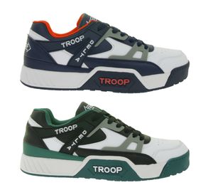 WORLD OF TROOP Delta Low Men's & Women's Low-Top Sneakers / Retro Skate Shoes 80101 – White/Green/Black, White/Grey/Black, or White/Blue/Red