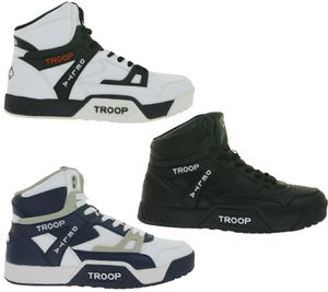 WORLD OF TROOP Delta High High-Top Sneakers (Unisex/Retro/Skater Style) – Model 80102 – White/Blue, White/Black, or Black