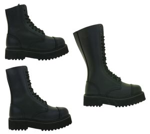 Bottes Brandit Phantom à plateforme unisexe, en cuir véritable, à lacets, modèle Ranger, noires, occasion.
